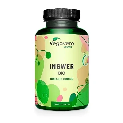 Image de Gingembre BIO 650 mg 120 Gélules (4 mois) 1,5% Gingerol Digestion + Vomissement Testé en Laboratoire Vegan &amp; Sans Additifs Vegavero®