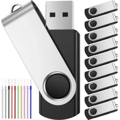 Image de 10 Pièce Clés USB 4 Go Rotatif Clef 4Go Lot de Pen Drives Mémoire Stick Pas Cher Noir Cle 2.0 Flash Drive avec Cordes by FEBNISCTE