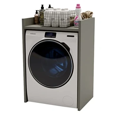 Image de MRBLS_HOME Armoire pour machine à laver, sèche linge, meuble de salle bain, buanderie, plusieurs couleurs, 66 x 97 62 cm (gris mat)