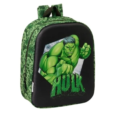 Image de Safta HULK 3D Sac à dos de crèche 3D, adaptable au chariot, nettoyage facile, idéal pour les enfants différents âges, confortable et polyvalent, qualité résistance, 22 x 10 27 cm, couleur
