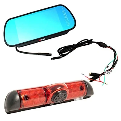 Image de KNRAGHO Troisième monté sur Le Toit Haut Lampe Frein lumière Vue arrière Caméra de recul Peut Ajuster l&#039;angle Vision Nocturne pour Fiat Ducato X250/Peugeot Boxter/Citroën Jumper avec Monitor.