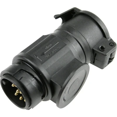 Image de as Schwabe Universal Short Adapter Pièce d&#039;adaptation pour camping et caravane Fiche 13 broches vers prise 7 Connexion 12 V IP44 Made in Germany Noir I 60469