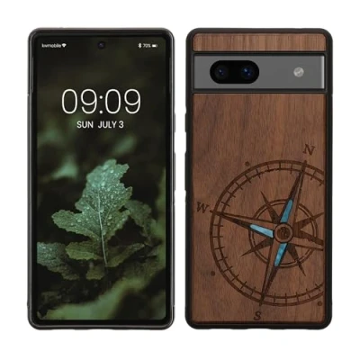 Image de kwmobile Housse Compatible avec Google Pixel 7a Coque Étui de Protection Rigide Antichoc Cadre en TPU Brun foncé