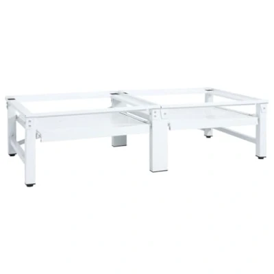 Image de vidaXL Socle de Lave linge et Sèche Etagère Coulissante Support Machine à Laver Base Sécher Blanc