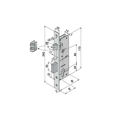 Image de Welka 10120100E Serrure à enfoncer pour cylindre usiné F22