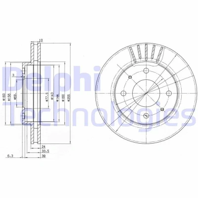 Image de DELPHI BG2763 Disque de frein 256 24 4 ventilé huilé non traité sans roulement roue, bague ABS MITSUBISHI: Galant 6