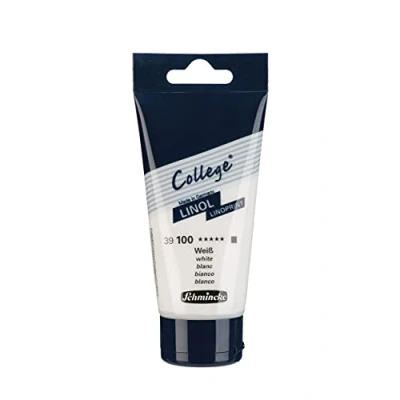 Image de Schmincke College® Linol, l&#039;encre pour linogravure, blanc en tube de 75 ml, 39100013, à base d&#039;eau, faible odeur, résistante la lumière, impression régulière.