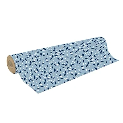 Image de Clairefontaine 223859C Une Bobine De Papier Kraft Brut Recyclé Dimensions : 50mx70 cm 70g Motif Pétales Bleues Recyclé, Idéal pour Emballage Cadeaux, DIY, Loisirs Créatifs