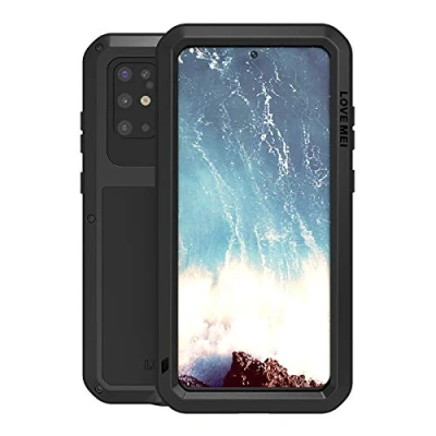 Image de LOVE MEI pour Samsung Galaxy S20 Plus Coque, Heavy Duty Robust Aluminium Métal Coque Antichoc Anti Drop poussière Hybride Bumper Cover avec Verre trempé (Noir)