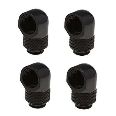 Image de the Lord of Tools 4X 90 Degrés G1/4 Connecteur de Raccord Tube Coudé à Filetage en Laiton Chromé pour Système Refroidissement par Eau PC Souple et Dur