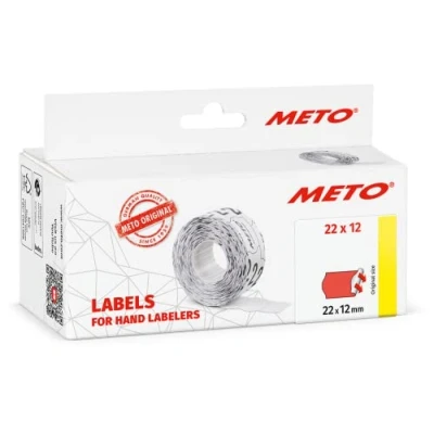 Image de Meto Étiquettes pour étiqueteuse manuelle, réf. 9506156 (22 x 12 mm, 1 ligne, 6000 étiquettes, décollables et repositionnables, appareils Meto, Contact, Sato, Avery, Tovel, Samark etc.) 6 rouleau