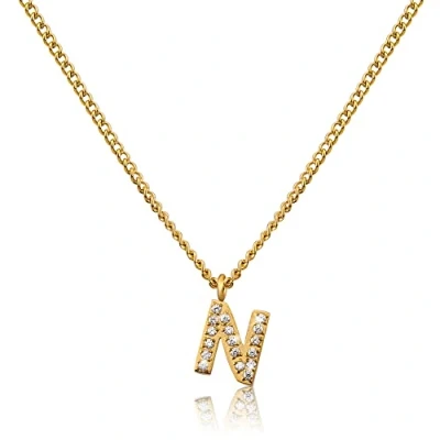 Image de GD GOOD.designs EST. 2015 Chaîne lettre en or pour femme I Collier doré 18K avec initiales zirconium acier inoxydable (N)
