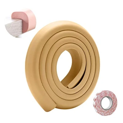 Image de SONARIN Protection d&#039;Angles et Rebords pour Bébés,2M / 6.6ft Corner Protections de bord table meubles en forme L avec ruban adhésif fort,Protections rebords(Brun Clair)