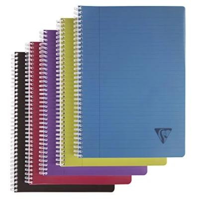 Image de Clairefontaine 329146C Collection Linicolor Intensive Un Cahier à Spirale A4 21x29,7 cm 180 Pages Lignées avec Marge Papier Blanc 90 g Couverture Polypro Transparent Couleur Aléatoire