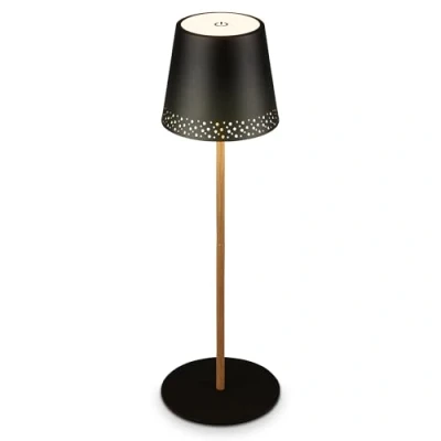 Image de BRILONER Lampe de table LED rechargeable 2 en 1, intensité variable par paliers, tactile, lumière mobile, d&#039;extérieur, sans fil, aspect bois noir