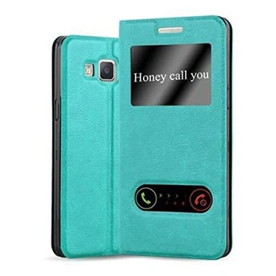 Image de cadorabo Coque pour Samsung Galaxy A3 2015 en Turquoise Menthe Housse Protection avec Stand Horizontal et Deux Fenêtres Portefeuille Etui Poche Folio Case Cover