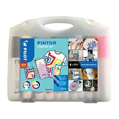 Image de PILOT Malette de 11 Pintor Marqueurs Peinture Multi Supports à Base d’Eau, Séchage Rapide Textile, Verre, Bois, Pierre, DIY couleurs Pointe fine (x7) et Large (x4)