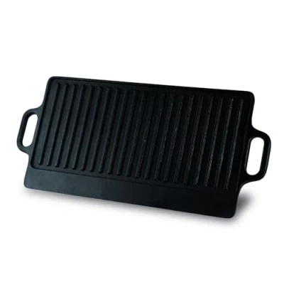 Image de Baumalu 385225 Plancha 42 cm en Fonte Utilisable des Deux Côtés, Noir