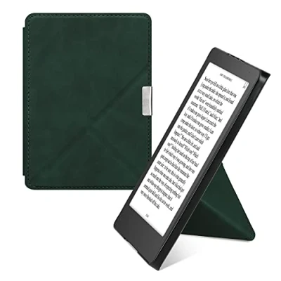 Image de kwmobile Étui Compatible avec Kobo Aura Edition 2 Coque à Rabat magnétique Tablette eReader Similicuir Vert foncé