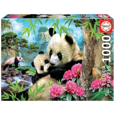 Image de Educa Puzzle de 1000 pièces pour Adultes Pandas. Comprend Fix Tail l&#039;accrocher Une Fois l&#039;assemblage terminé. À partir 14 Ans (17995)