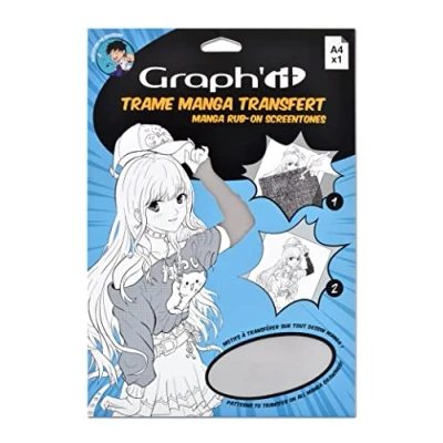Image de GRAPH’IT Trame à transférer pour le dessin et illustration Manga décalcomanie par transfert sec format A4 motif Ombres Claires