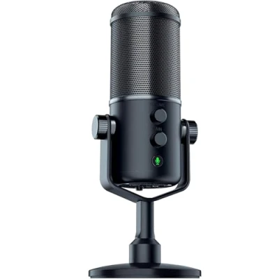 Image de Razer Seiren Elite Microphone à condensateur USB pour Le Streaming (Compact avec Amortisseur intégré, directivité supercardioïde, Filtre Passe Haut, limiteur numérique/analogique) Noir