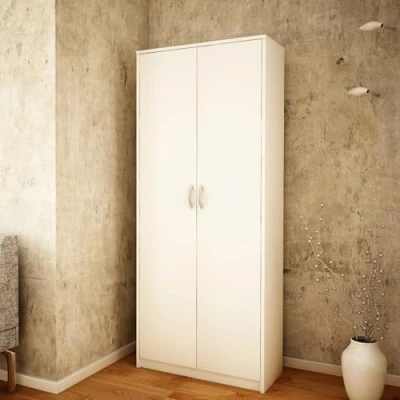Image de Home Collective Armoire multi usages avec 8 compartiments à balais, finition mate, 6 étagères et 2 portes, en panneau stratifié de 74 cm large poignées polymère qualité supérieure,