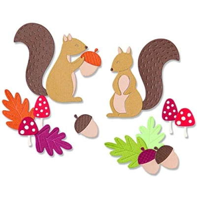 Image de Sizzix Thinlits Lot de 8 matrices Harvest Squirrels par Jennifer Ogborn 665952 Chapitre 3 2022, Multicolor, OS