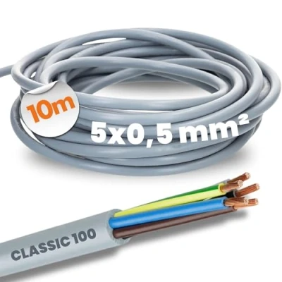Image de Lapp 00100034 Câble de commande huilflex Classic 100 5 x 0,5 mm² avec conducteur protection vert et jaune G0,5 I fils PVC Code couleur brins