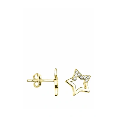 Image de SOFIA MILANI Boucles d&#039;Oreilles pour Femme en Argent 925 Plaqué Or avec Pierre de Zircon Motif Forme Clous d&#039;Étoile 20733