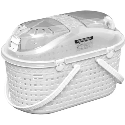 Image de Iris Ohyama, Panier, Boîte, Sac, Cage de transport plastique(PP) pour Chat, Chien, Rongeur, Hanses confort, Compartiment intégré en 2 étages, L45 x P29 H28.5 cm, MPC 450, Blanc