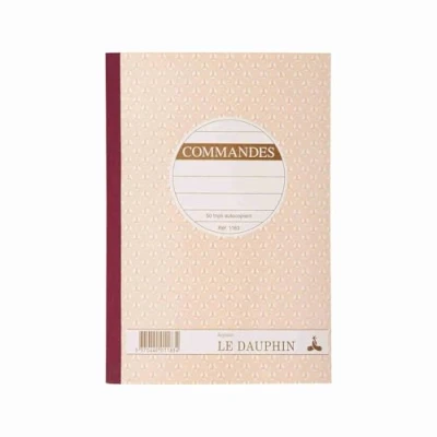 Image de Le Dauphin Réf. 1183D Lot de 5 manifolds COMMANDES papier autocopiant triplicata (1 original et 2 copies) 50 feuilles format 21 x 14,8 cm couverture vernie
