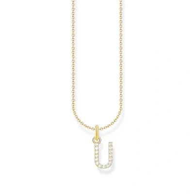 Image de THOMAS SABO Collier lettre U, argent doré avec zirconium, KE2260 414 14