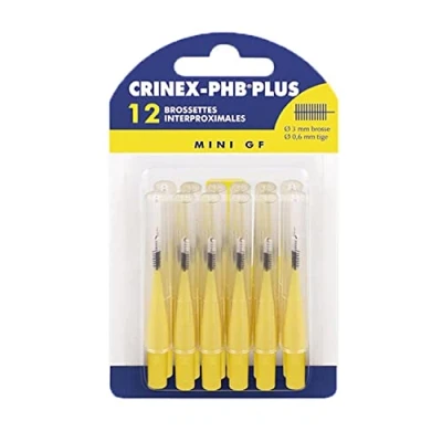 Image de CRINEX Phb Plus Mini Gf Brossette Dentaire Fibres en Tynex Jaune 12 Brossettes par Unité