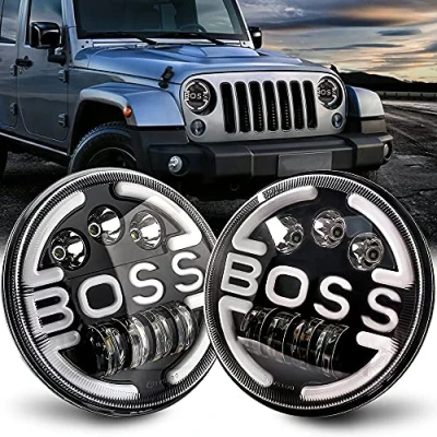Image de Maimiao 7 Pouces LED Halo Phare 300W 30000LM Angel Eyes DOT 4 Modes Eclairages Ambre Clignotant DRL HI LO Beam Off Road Feu Pour Jeep Wrangler CJ JK LJ Hummer H1 H2 (2PCS)