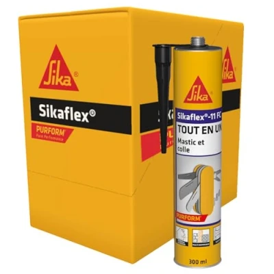 Image de SIKA Mastic colle Tout en un multi usages Sikaflex 11 FC Purform, Noir Mastic, joint et collage usages, Intérieur extérieur Carton de 12 cartouches 300ml