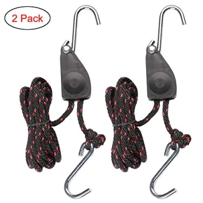 Image de Electrely Sangle à Cliquet Corde 1/4 Pouces Rope Ratchet Robuste Réglable pour Lampe Suspension Growth de Crochet (2 pièces)