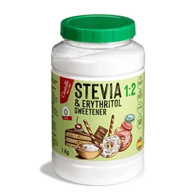 Image de Édulcorant Stevia + Erythritol 1:2 1g = 2g de Sucre Substitut 100% Naturel 0 Calories Indice Glycémique Keto et Paleo Glucides Non OGM Castello since 1907 1 kg
