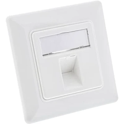 Image de InLine Keystone Snap in RAL9010 Cadre pour 1 Prise RJ45 Bu/LSA Blanc