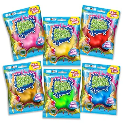 Image de Craze Magic Slime Kit Enfant Pack de 6X 75ml dans Un Sachet refermable, Deja Fait, Facile à Nettoyer, Couleur aléatoire