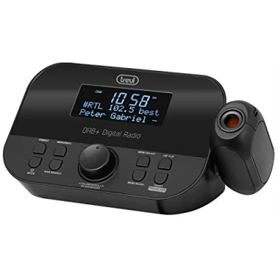 Image de Trevi RC 85D8 Dab, Réveil avec projecteur de Plafond, récepteur Dab/Dab+ FM RDS, Stations Radio mémorisables, Double réveil, Fonctions Snooze et Veille, écran LED, Alimentation fournie, Noir