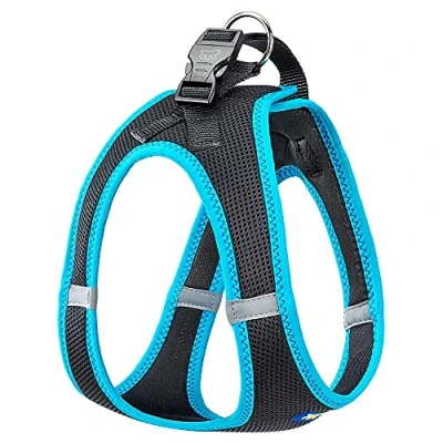 Image de Ferplast Harnais pour Chien Grande Taille Kaori XL, Respirant, rembourré et réglable, Facile à Porter, Bords réfléchissants, Tour de Poitrine 54 60 cm, Bleu
