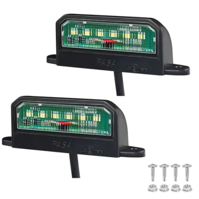Image de Qiping 2Pcs LED Eclairage Plaque Immatriculation,LED Feux De Remorque d’Immatriculation pour 12V/24V Camion Camionnette Voiture Véhicule Caravane