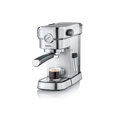 Image de SEVERIN Cafetière Expresso &quot;Espresa Plus&quot;, 1 350W, 1,1 L, Manomètre intégré, Pompe 15 bars, Set barista inclus, Inox/Noir, KA 5995