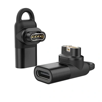 Image de MoKo Adaptateur USB C vers Garmin 2 Pack, Connecteur Câble Chargeur Type à 90 Degrés Transfert de Données Compatible avec Fenix 7/7S/7X/6/6S/6X/5/5S/5X/Forerunner 245/255/Vivoactive 3/4/Venu
