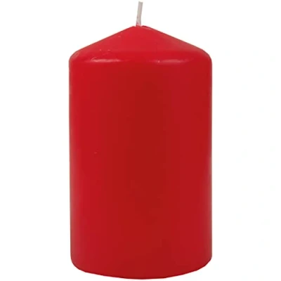 Image de HS Candle Bougies piliers en cire rouge, diamètre 6 cm x 10 cm, plusieurs couleurs, longue durée de combustion, fabriquées UE,