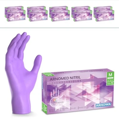 Image de ARNOMED gants jetables violet, nitrile taille M, gant jetable 2000 pièces (20 boîtes), en non poudrés &amp; sans latex, cuisine, a usage unique XS, S, L XL