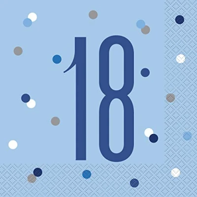 Image de Unique Party Serviettes de Table en Papier, 83555, Bleu/argenté