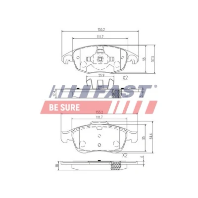 Image de FAST FT29514 Jeu de plaquettes frein Essieu avant contact signal d&#039;usure exclu CITROËN: C4 II 5 portes, Picasso 1, I Grand