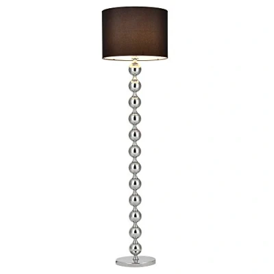 Image de lux.pro Lampadaire Lampe sur Pied Métal Tissu Noir Chrome Hauteur : 155 cm Diamètre de l&#039;Abat Jour 48 Douille 1 x E27